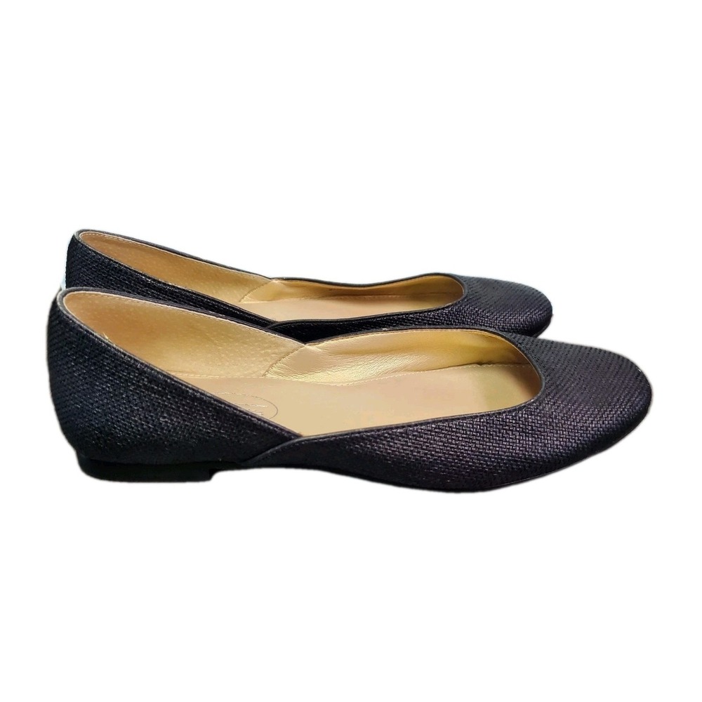 Talbots Shoes Ballet Flat 7B Black Fabric Leather Sole Classic Vintage